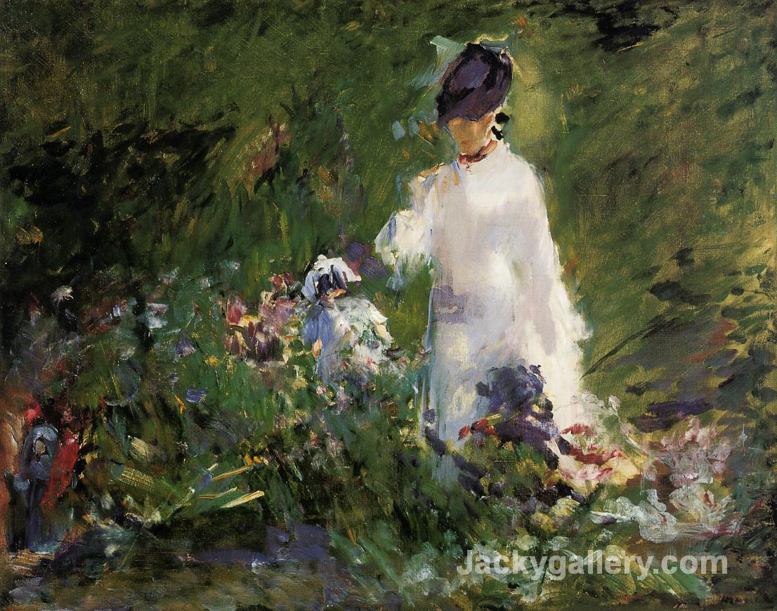 Young woman among the flowers by Edouard Manet paintings reproduction